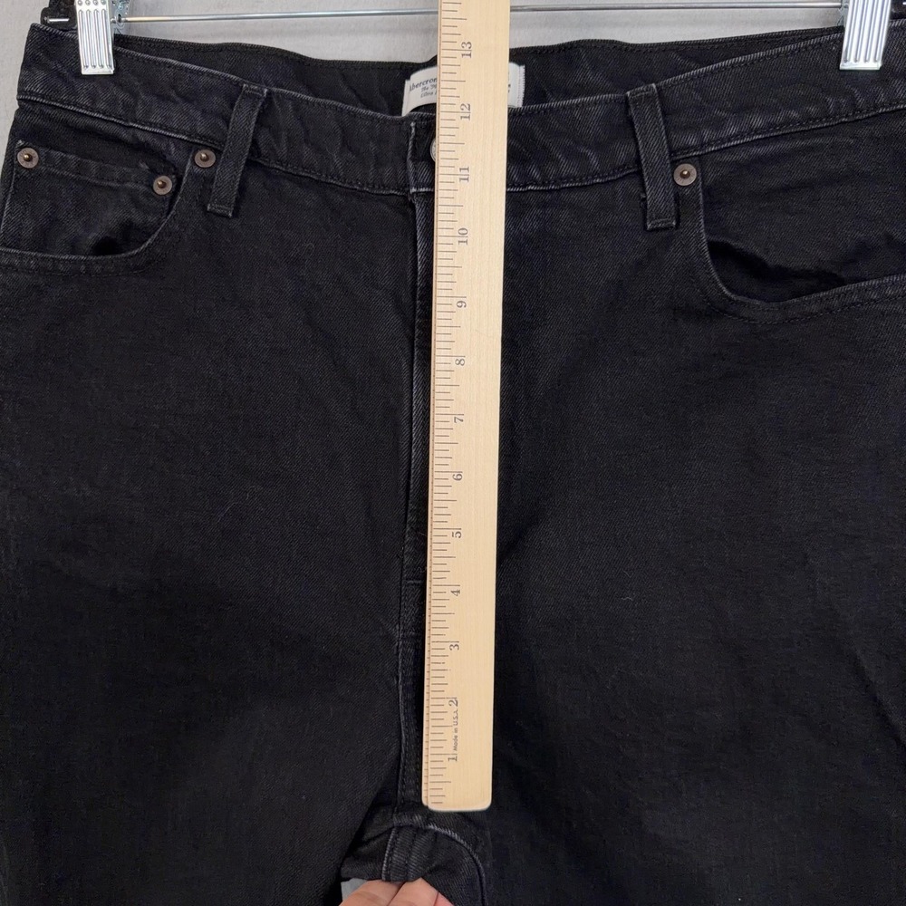 Abercrombie Fitch Jeans Womens 14 Black 90s Curve Love Straight High Rise 32 - Picture 14 of 15